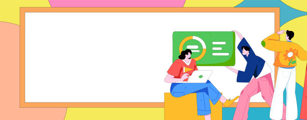 Flat vector illustration of business people operating work scene
