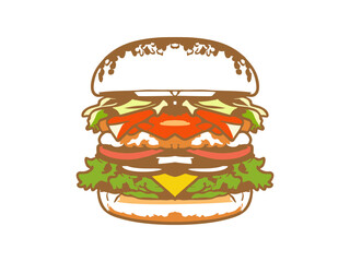 Fast food burger logo design icon vector illustration