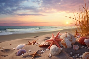 A view of the seashells on the beach