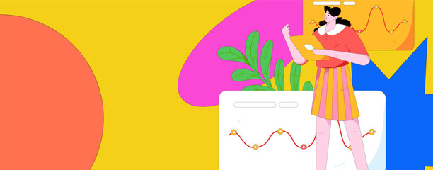 Flat vector illustration of business people operating work scene
