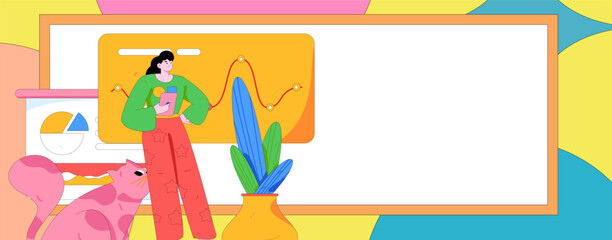 Flat vector illustration of business people operating work scene
