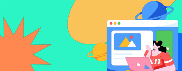 Flat vector illustration of business people operating work scene
