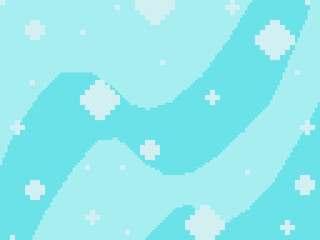 Pixel Art Blue Swirling Marble and Snow Circles Drop Background