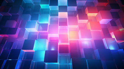 Captivating 3D Glass Squares Abstract Wallpaper: Modern Digital Art with Vibrant Colors and Shiny Geometric Patterns
