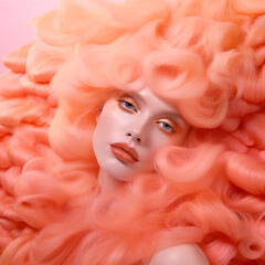 Beautiful woman with peach colored hair
