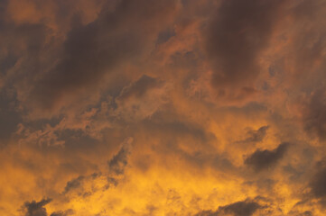 Orange rain clouds before changing the weather.