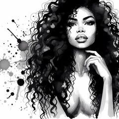 Fototapeta premium Black and white illustration of a woman