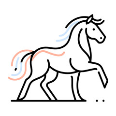 Obraz na płótnie Canvas Minimal 12 Chinese Year Zodiac line cartoon character clipart for decoration of horse