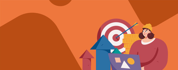 Flat vector illustration of business people operating work scene
