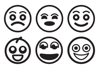Emotions icons set. Emoji faces collection. Emojis flat style.
