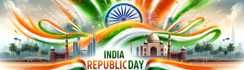India republic day poster illustration background. - obrazy, fototapety, plakaty