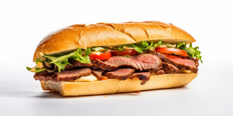 Grilled steak sandwich in clean background