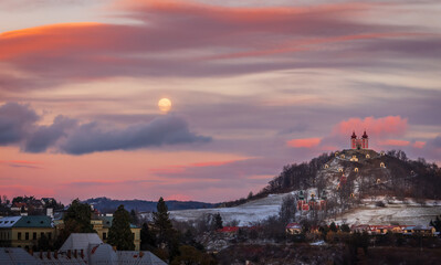 Banska Stiavnica, Slovakia is one of the most beautiful towns in Europe. Calvary on the hill is a...