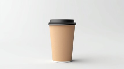 Blank Take Away Kraft Coffee Cup on White Background
