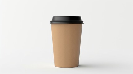 Blank Take Away Kraft Coffee Cup on White Background
