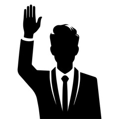 Business man Raised hand vector silhouette