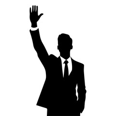 Business man Raised hand vector silhouette