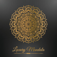Luxury ornamental mandala design background in gold color.