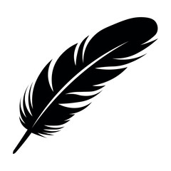 Feather black vector icon on white background