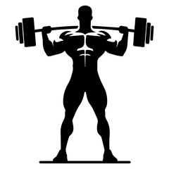 Fototapeta na wymiar minimal bodybuilder pose vector silhouette, black color silhouette, white background