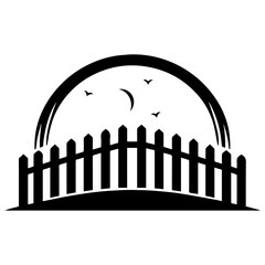 minimal fence vector silhouette, black color silhouette, white background