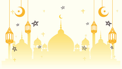 Eid Mubarak Festival Greeting Background Design Vector Illustration. Eid Mubarak letter calligraphy banner design template.