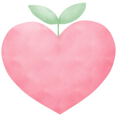 Heart with trees and leaves, watercolor clip art