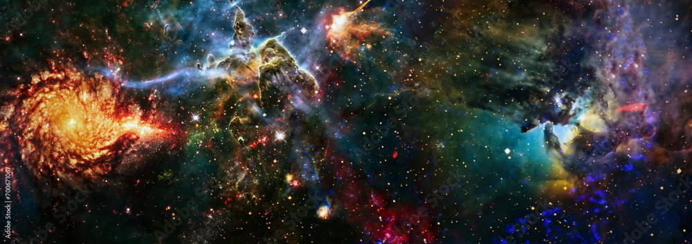 Wall mural nebula and open cluster of stars in the universe. abstract astronomical galaxy. elements of this ima