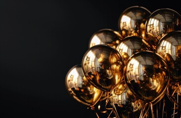 gold balloons on black background