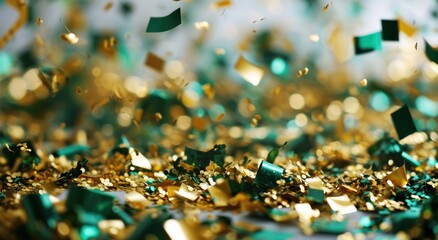 gold and green confetti confetti frame flat decoration