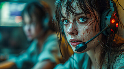 Zombie call center, scary telemarketing, Generative AI