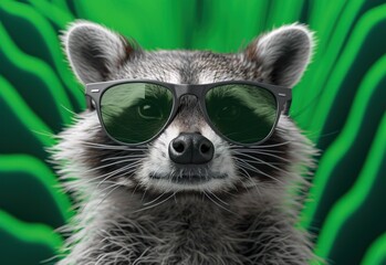 racoon wearing sunglasses up hiphop style mockup