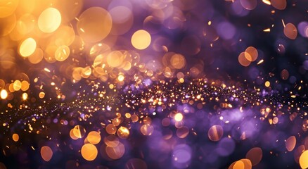 purple and gold background with stars in the sky - obrazy, fototapety, plakaty