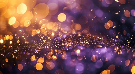 Schilderijen op glas purple and gold background with stars in the sky © olegganko