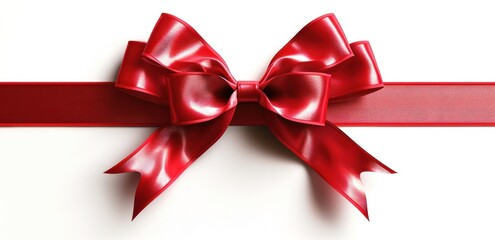 red ribbon with bow isolated on white background