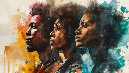 Generate an AI watercolor style banner for Black History Month,
