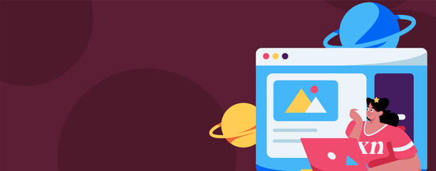 Flat vector illustration of business people operating work scene
