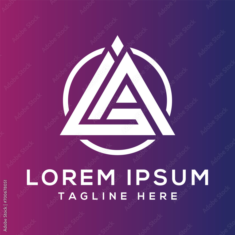 Fototapete triangle shape logo design creative modern minimal monogram concept vector template