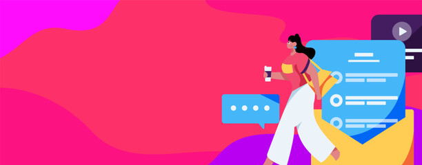 Flat vector illustration of business people operating work scene
