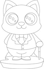 Cat Walking stick Animal Vector Graphic Art Illustration