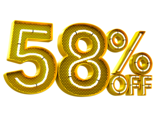 Special offer sale 58% discount sale tags 3d number concept discount promotion sale offer price sign