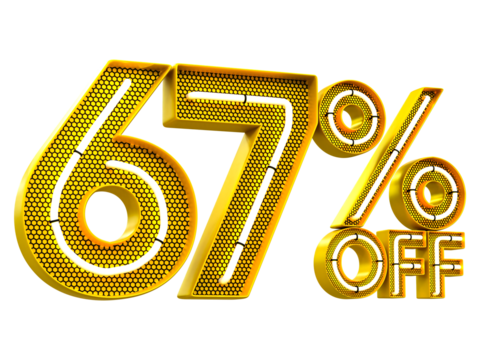 Special offer sale 67% discount sale tags 3d number concept discount promotion sale offer price sign