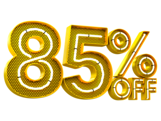 Special offer sale 85% discount sale tags 3d number concept discount promotion sale offer price sign