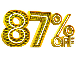 Special offer sale 87% discount sale tags 3d number concept discount promotion sale offer price sign