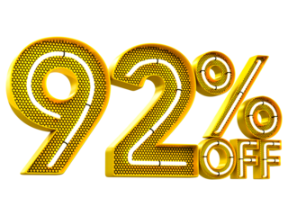 Special offer sale 92% discount sale tags 3d number concept discount promotion sale offer price sign