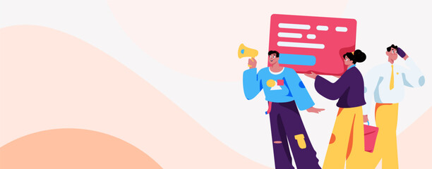 Flat vector illustration of business people operating work scene
