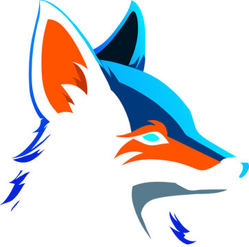 Illustration of a fox head. Logotype. Mascot. Sticker.