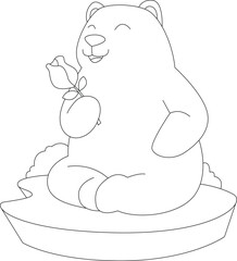 Bear Rose Flower Animal Vector Graphic Art Illustration