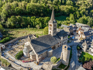 Arties village church in Lerida Catalonia Spain - obrazy, fototapety, plakaty