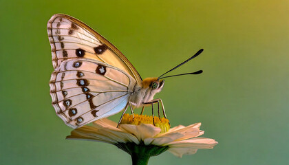 Obraz premium Macro shots, Beautiful nature scene. Closeup beautiful butterfly sitting on the flower in a summer garden.